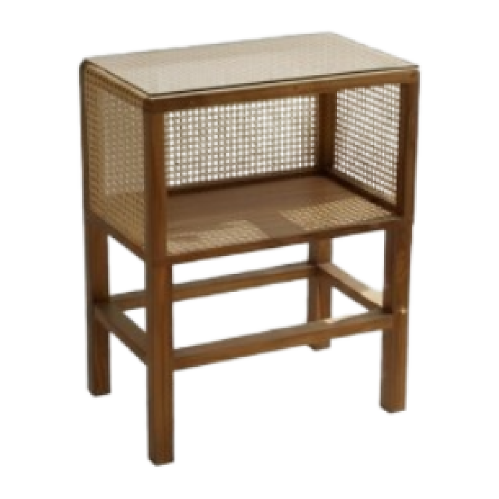 Teak Aura Cane Side Table