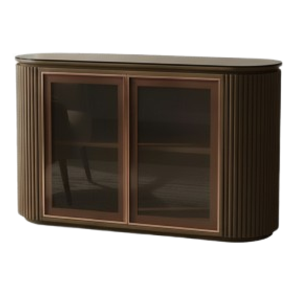 Mocha Crest Fluted Glass Sideboard