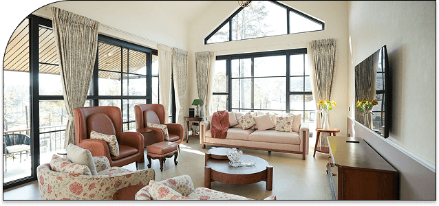 Elegant living room design with modern furniture and natural lighting