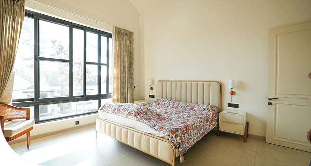 Luxurious bedroom interior with custom furniture and ambient lighting